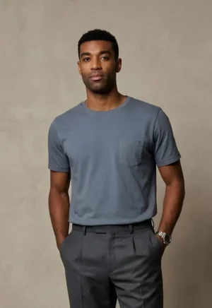 Camiseta Gola C em Cotton Pima com Bolso